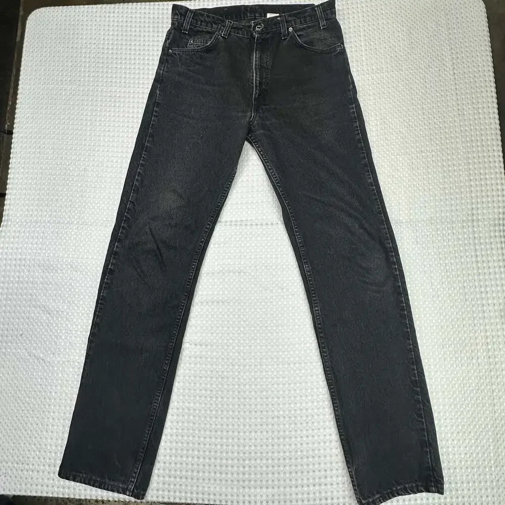 Vintage Levi's 505 Regular Fit Straight Leg Black Denim Jeans Size 34x34